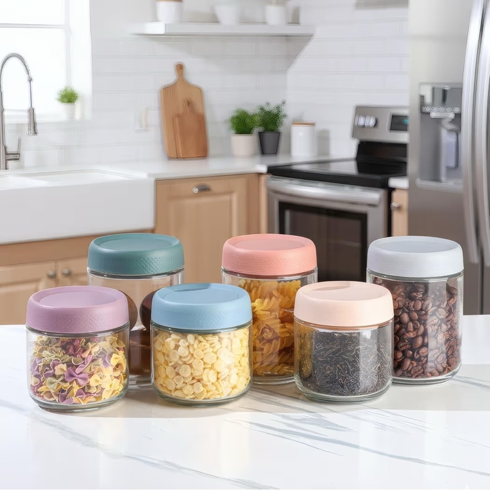 Colorful Glass Storage Jar Set of 6